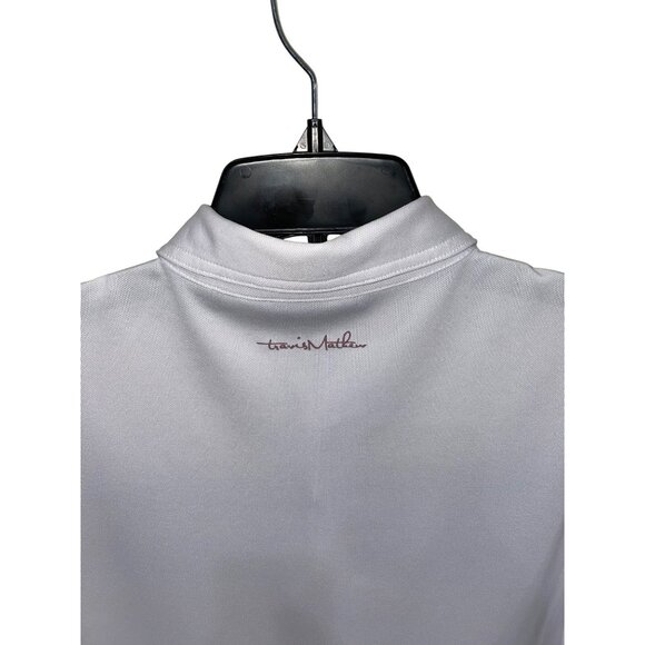 Travis Mathew Mens Polo Shirt White & Gray Striped Golf Apparel Size M - Picture 7 of 7
